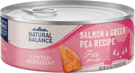 Natural Balance Limited Ingredient Adult Grain-Free Wet Canned Cat Food, Salmon & Green Pea Recipe, 5.5 Ounce (Pack of 24)