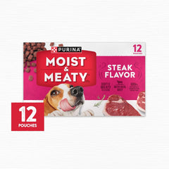 Purina Moist and Meaty Steak Flavor Soft Dog Food Pouches - 72 Ounce
