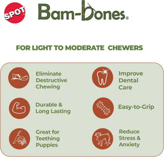 SPOT Bam-Bones Wishbone - Made with Strong Bamboo Fiber, Durable Long Lasting Dog Chew for Light to Moderate Chewers, Great Toy for Adult Dogs & Teething Puppies Under 30lbs