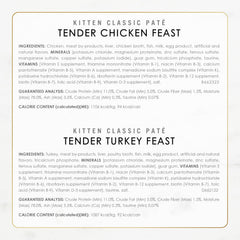 Purina Fancy Feast Tender Ocean Whitefish, Turkey, Chicken and Salmon Feasts Wet Kitten Food Variety Pack - (Pack of 24) 3 oz. Boxes