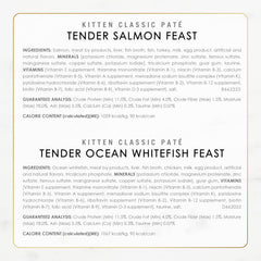 Purina Fancy Feast Tender Ocean Whitefish, Turkey, Chicken and Salmon Feasts Wet Kitten Food Variety Pack - (Pack of 24) 3 oz. Boxes