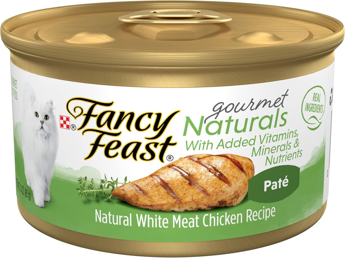 Purina Fancy Feast Wet Cat Food Pate Gourmet Naturals White Meat Chicken Recipe - (Pack of 12) 3 oz. Cans