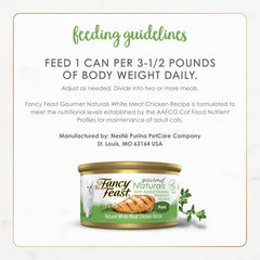 Purina Fancy Feast Wet Cat Food Pate Gourmet Naturals White Meat Chicken Recipe - (Pack of 12) 3 oz. Cans