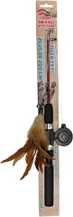 SPOT Fishing Rod 'N Reel Kitty Teaser - Cat Toy Fishing Pole Casts a Line Over 7 Feet with Working Reel Locks in Line When You Make Your Catch, Feather End Teases and Entices Cats to Pounce and Chase