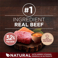 Purina ONE Natural High Protein Dry Dog Food Dry True Instinct with Real Beef and Salmon With Bone Broth and Added Vitamins, Minerals and Nutrients - 27.5 lb. Bag