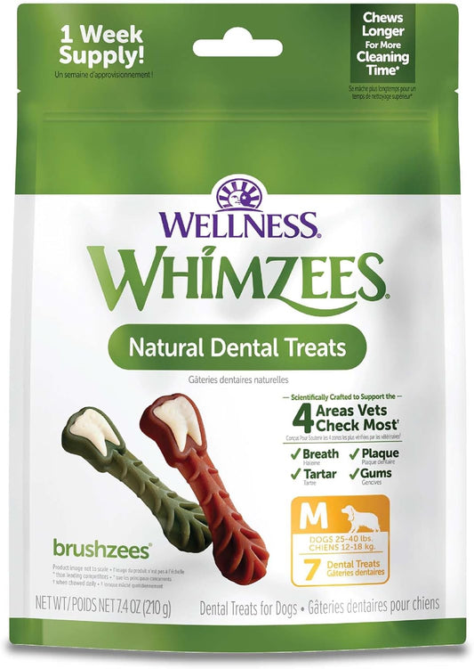 Whimzees Brushzees Dental Dog Treats for Medium Dogs (25-40 lbs)
