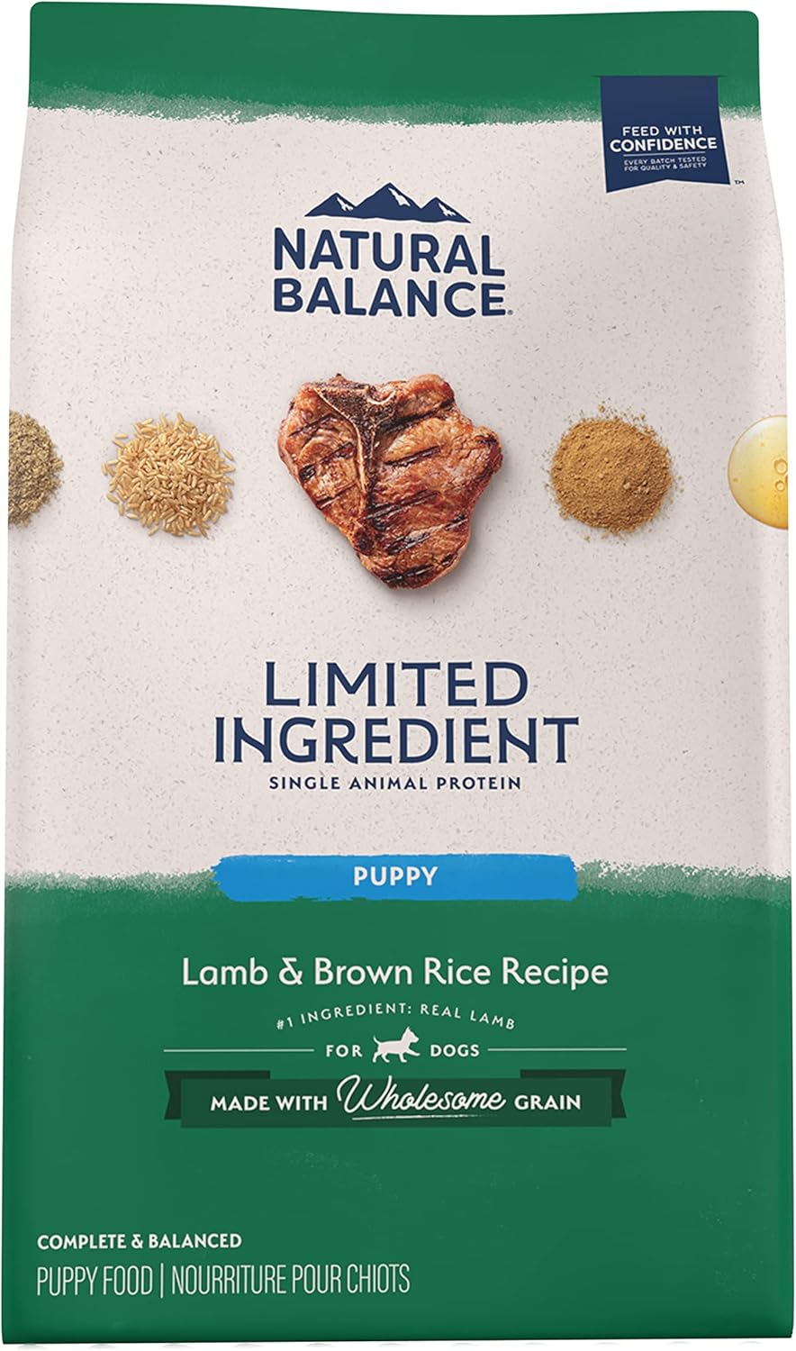 Natural Balance Limited Ingredient Puppy Dry Dog Food with Healthy Grains, Lamb & Brown Rice Recipe