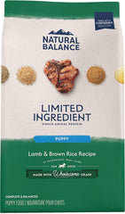 Natural Balance Limited Ingredient Puppy Dry Dog Food with Healthy Grains, Lamb & Brown Rice Recipe