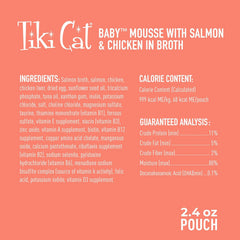 Tiki Cat Baby, Salmon & Chicken, Grain-Free and Nutrient Rich, Wet Cat Food for Kittens 4 Weeks+
