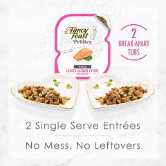 Purina Fancy Feast Gourmet Gravy Wet Cat Food, Petites Seared Salmon With Spinach Entree - (Pack of 12) 2.8 oz. Tubs