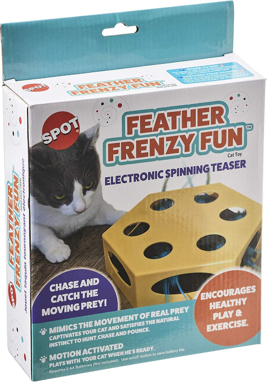 SPOT Feather Frenzy Fun/Electronic Spinning Teaser Cat Toy