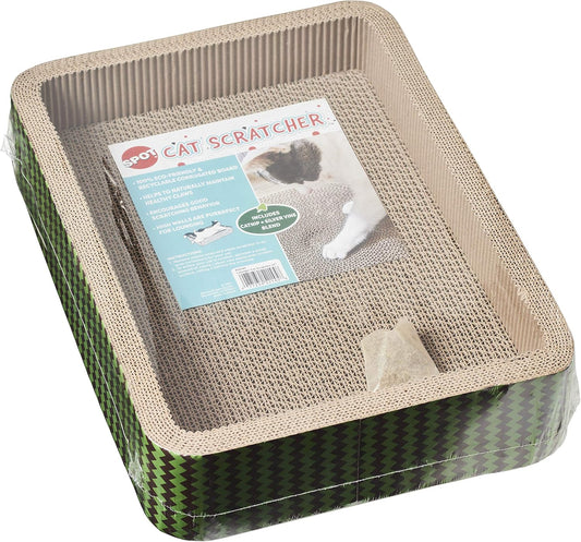 Corrugated Cardboard Cat Scratcher / 17" Bed/with Catnip and Silver Vine