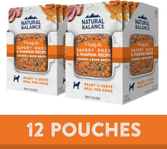 Natural Balance Platefulls Homestyle Adult Wet Dog Food, Savory Duck & Pumpkin Recipe Cooked in Bone Broth, 9 Ounce (Pack of 3)