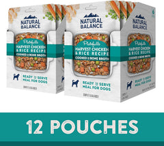 Natural Balance Platefulls Homestyle Adult Wet Dog Food, Harvest Chicken & Rice Recipe Cooked in Bone Broth, 9 Ounce (Pack of 3)