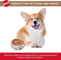 SPOT by Ethical Products - Heavy Ceramic High Gloss Dog Bowl Cat Bowl Durable Dog Food and Water Pet Dish - Dishwasher Safe - I Love Dogs Dog Dish