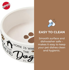 SPOT by Ethical Products - Heavy Ceramic High Gloss Dog Bowl Cat Bowl Durable Dog Food and Water Pet Dish - Dishwasher Safe - I Love Dogs Dog Dish