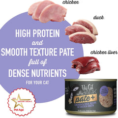 Tiki Cat After Dark Pate+, Chicken & Duck, High-Protein and 100% Non-GMO Ingredients, Wet Cat Food for Adult Cats