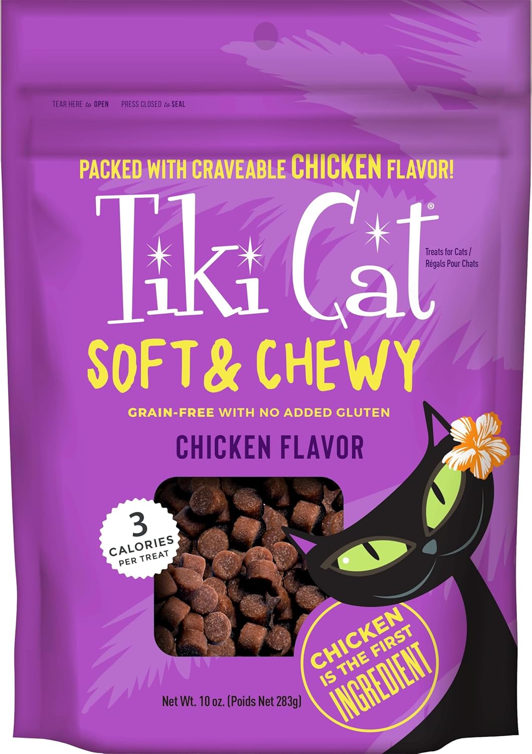 Tiki Cat Soft & Chewy Treats, Chicken Flavor, 3 Calories Per Treat with Grain-Free and No Added Gluten