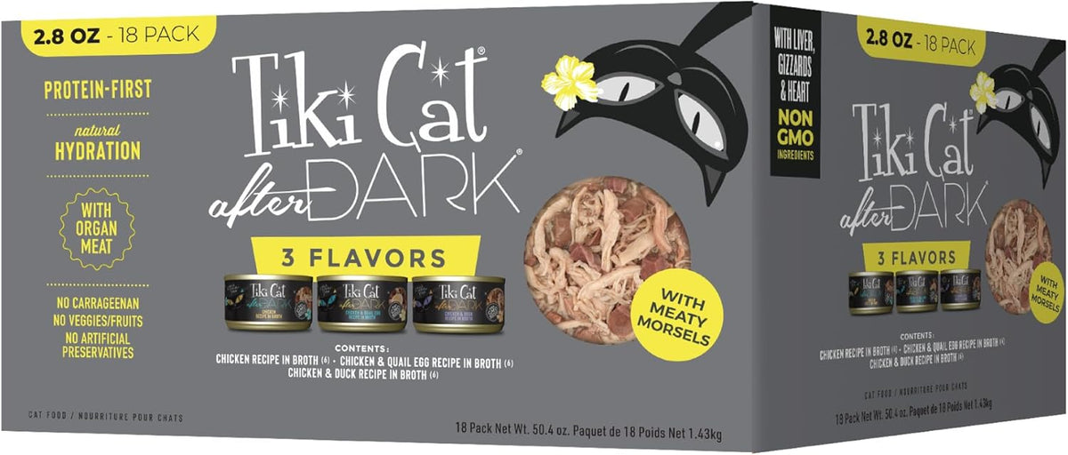 Tiki Cat After Dark, Variety Pack, High-Protein and 100% Non-GMO Ingredients, Wet Cat Food for Adult Cats
