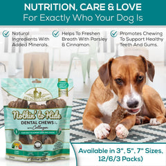 Dental Chews for Dogs, Bone (3inches, 12count Pack) – Tackles Plaque, Tartar, Promotes Dental Health – w/Collagen, Organic, Gluten-Free