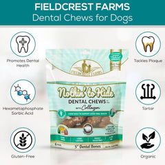 Dental Chews for Dogs, Bone (3inches, 12count Pack) – Tackles Plaque, Tartar, Promotes Dental Health – w/Collagen, Organic, Gluten-Free