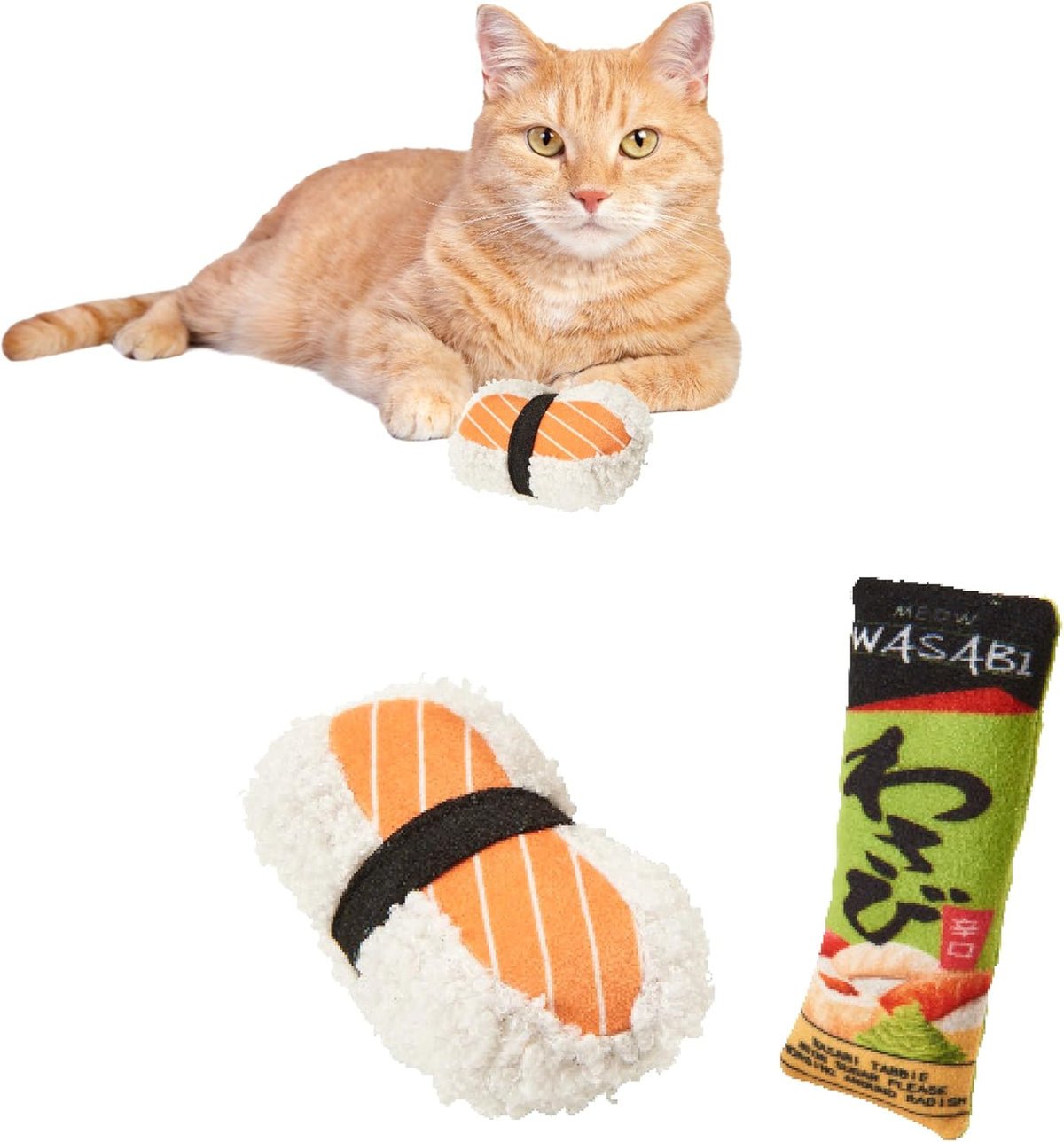 SPOT Sushi Take-out- Cat Plush Toys with Catnip & Silverine Blend, Cute and Funny Toys For Indoor Cats & Kittens, Perfect for Batting and Chasing - 4 inch, Assorted 2-Pack, Styles May Vary
