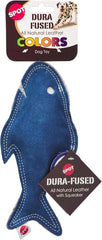 SPOT Dura-Fused Colors - Colorful Leather Dog Toys with Squeaker, Made with Real Leather and Jute Fabric, Durable Stuffed Toy for Dogs and Puppies