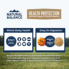 Natural Balance Health Protection Small Breed Dry Dog Food – Whole Body Health, Easy on Digestion Dog Food Made with Chicken, Brown Rice & Pumpkin for Dogs - 4lbs.