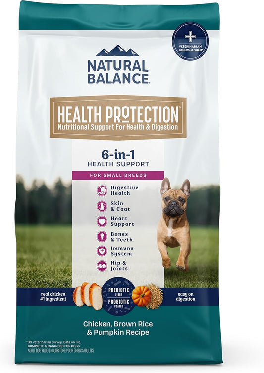 Natural Balance Health Protection Small Breed Dry Dog Food – Whole Body Health, Easy on Digestion Dog Food Made with Chicken, Brown Rice & Pumpkin for Dogs - 12lbs.