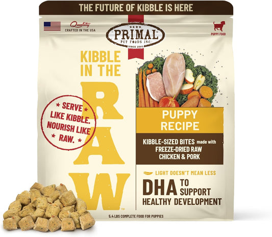 Primal Kibble in The Raw, Freeze Dried Dog Food, Puppy Recipe, Scoop & Serve, Made with Raw Protein, Whole Ingredient Nutrition, Crafted in The USA, Dry Dog Food
