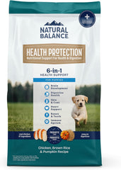 Natural Balance Health Protection Puppy Dry Dog Food – Whole Body Health, Easy on Digestion Dog Food Made with Chicken, Brown Rice & Pumpkin for Puppies - 4lbs.