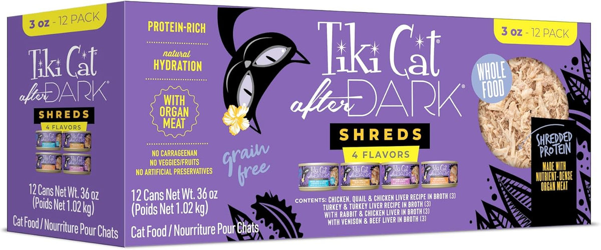 Tiki Cat After Dark Shreds Wet Cat Food, Variety Pack