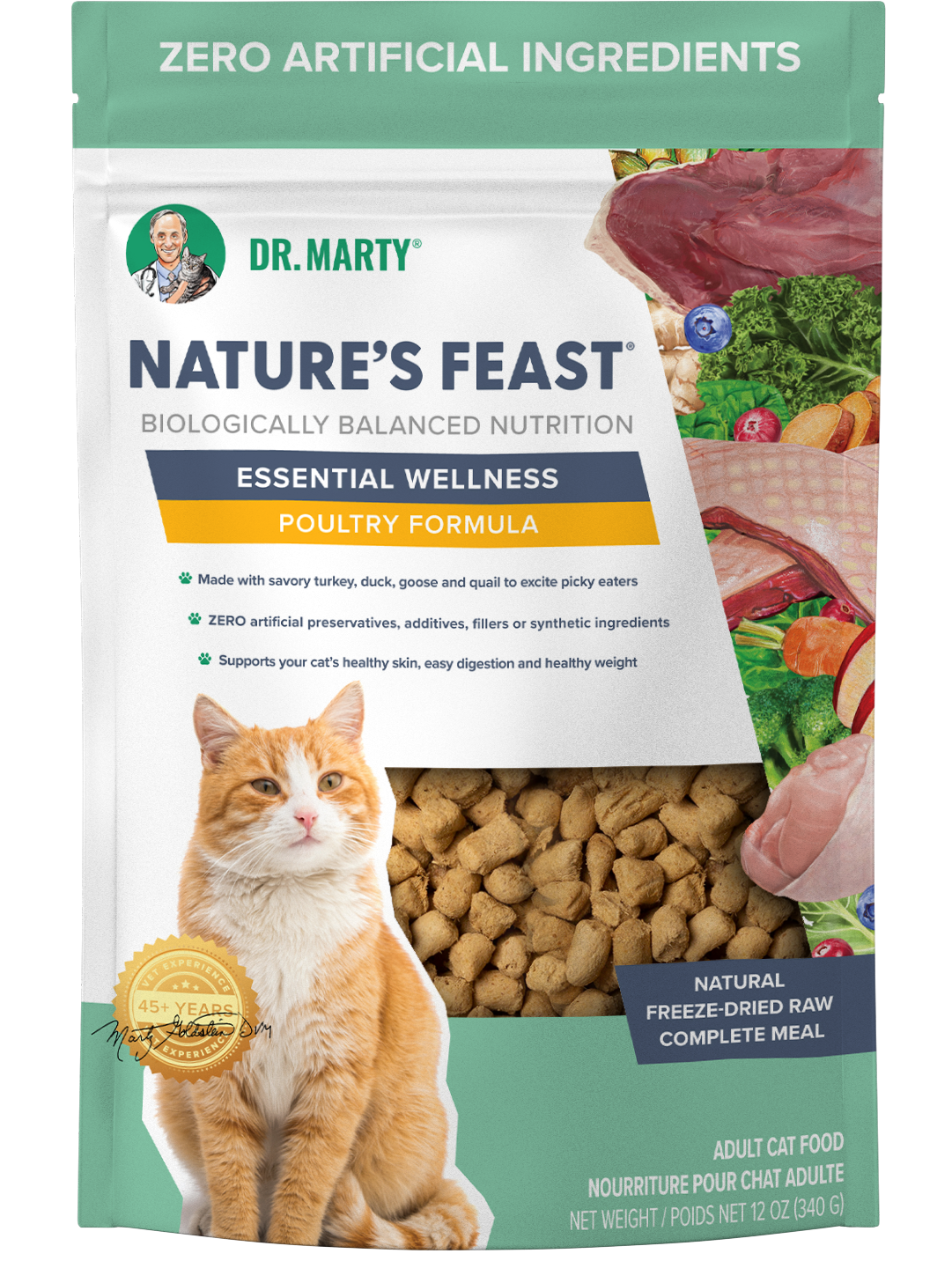 add to favorites  Dr. Marty's Nature's Feast Essential Wellness Freeze Dried Poultry Cat 12 oz