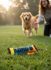 KONG Bunji High-Viz Brightly Colored Bumper - Heavy Duty Firehouse Material Dog Toy