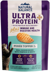 Natural Balance Ultra Protein Plus Wet Cat Food, Immune & Digestive Health Real Chicken with Pumpkin Puree Topper with Chicken Liver & Chicken Heart, High Protein Cat Food - 2.4 oz. (Pack of 24)
