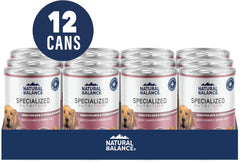 Natural Balance Specialized Nutrition Wet Dog Food, Sensitive Skin & Stomach Formula with Salmon and Brown Rice for Dogs, Natural Ingredients with Added Vitamins & Minerals - 12.7 oz. (Case of 12)