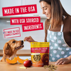 Charlee Bear Crunch Grain Free Dog Treats, Chicken, Pumpkin and Apple, 8 Ounce Resealable Bag, Low Calorie Training Treats for Dogs, Limited Ingredient, Healthy, Crunchy Dog Snacks, Made in USA