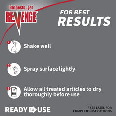 Revenge Bedbug Killer, 32 oz Ready-to-Use Spray, Long Lasting Odorless Insecticide Formula, Kills on Contact