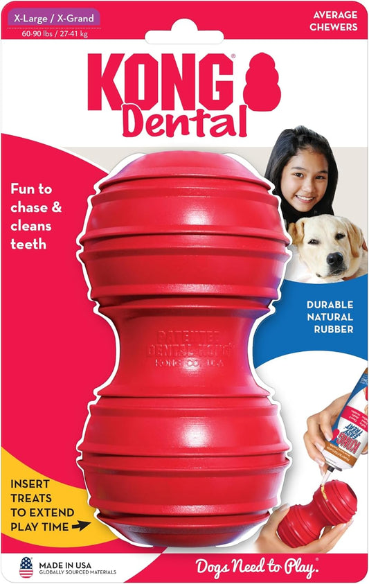 KONG Dental Dog Toy - for Dog Dental Care - Stuffable Chew Toy - Provides Chewing Outlet & Satisfies Instinctual Needs - Cleans Teeth & Gums - Made with Durable Natural Rubber - for X-Large Dogs