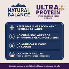 Natural Balance Ultra Protein Plus Wet Cat Food, Immune & Digestive Health Real Chicken with Pumpkin Puree Topper with Chicken Liver & Chicken Heart, High Protein Cat Food - 2.4 oz. (Pack of 24)