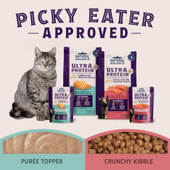Natural Balance Ultra Protein Plus Wet Cat Food, Skin & Coat and Digestive Health Real Salmon With Pumpkin Puree Topper With Chicken Liver & Chicken Heart, High Protein Cat Food - 2.4 oz. (Pack of 6)