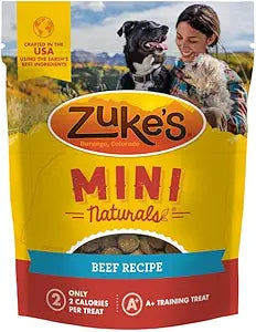 Zuke's, Mini Naturals Bites with Beef Recipe Soft and Chewy Dog Treats for Training Pouch, 16 Ounce