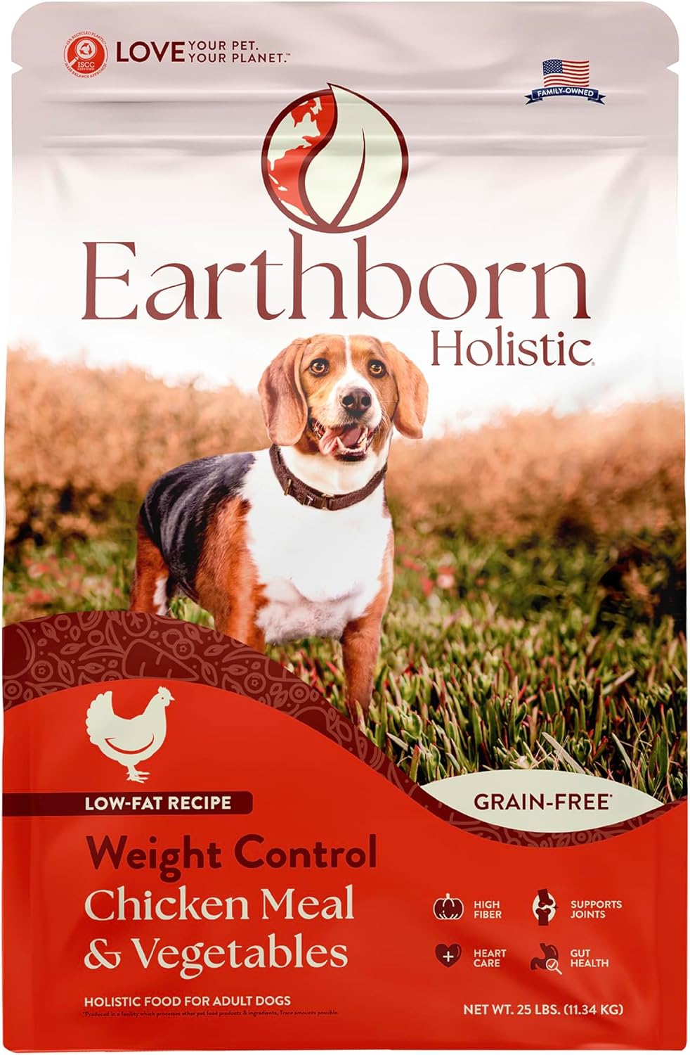 Earthborn Holistic Weight Control Chicken Meal & Vegetables Grain-Free, Low-Fat, High Fiber Dry Food for Adult Dogs