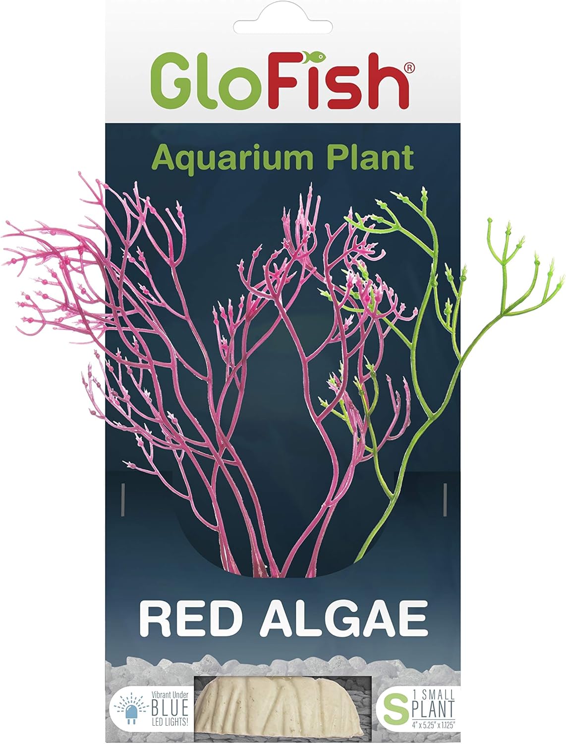 GloFish Red Algae Plant Aquarium Décor, Red Small, Fluorescent Under Blue LED Light