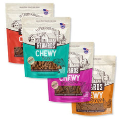 Wholesomes Rewards Chewy Mini Sticks 7 OZ CHICKEN,WHITE FISH, LAMB & BEEF ONE EACH.
