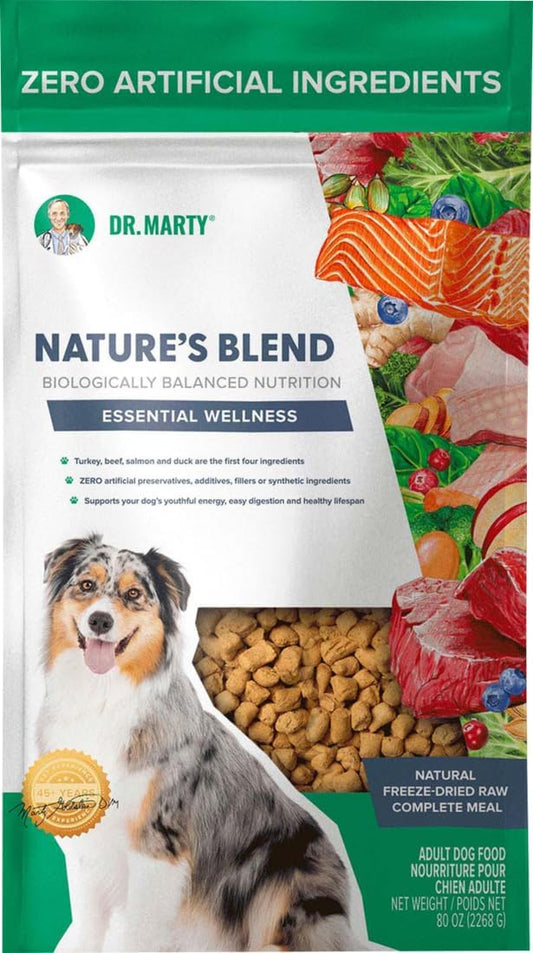 Dr. Marty's Nature's Blend Essential Wellness Freeze Dried Dog Food 80 oz C=4