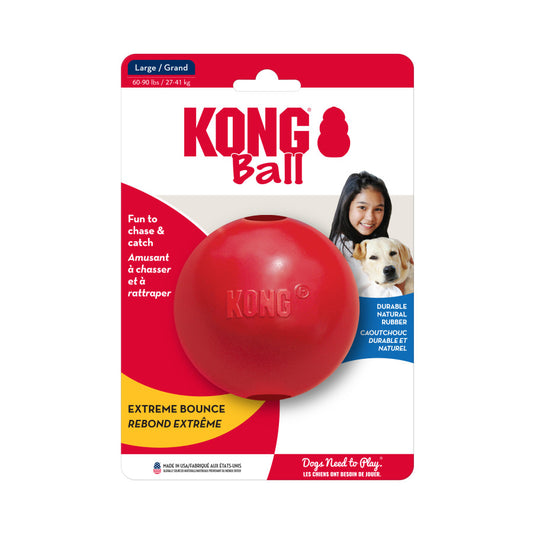 KONG Ball with Hole – Classic Natural Rubber Fetch Toy (Large)