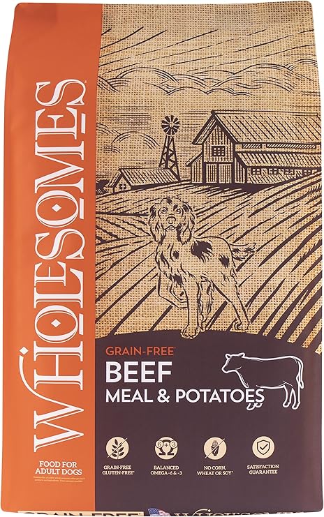 Wholesomes Grain Free Dry Dog Food Beef Meal & Potatoes 35 lb