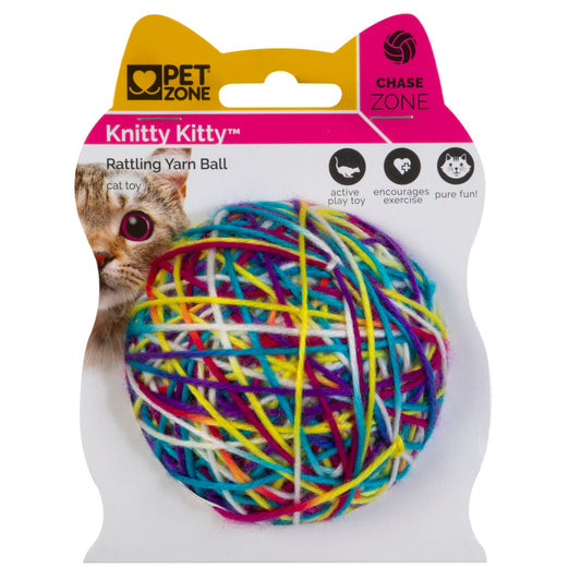 Pet Zone 780824151972 Products Knitty Kitty Rattle Yarn Ball Cat Toy