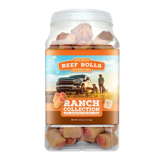 Ranch Collection Beef Rolls Dog Treats, 40 oz Canister